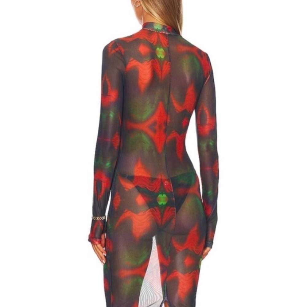 Colorful Sheer Long Sleeve Dress